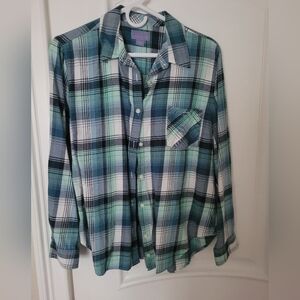 Laura Scott Blue Plaid Button Down